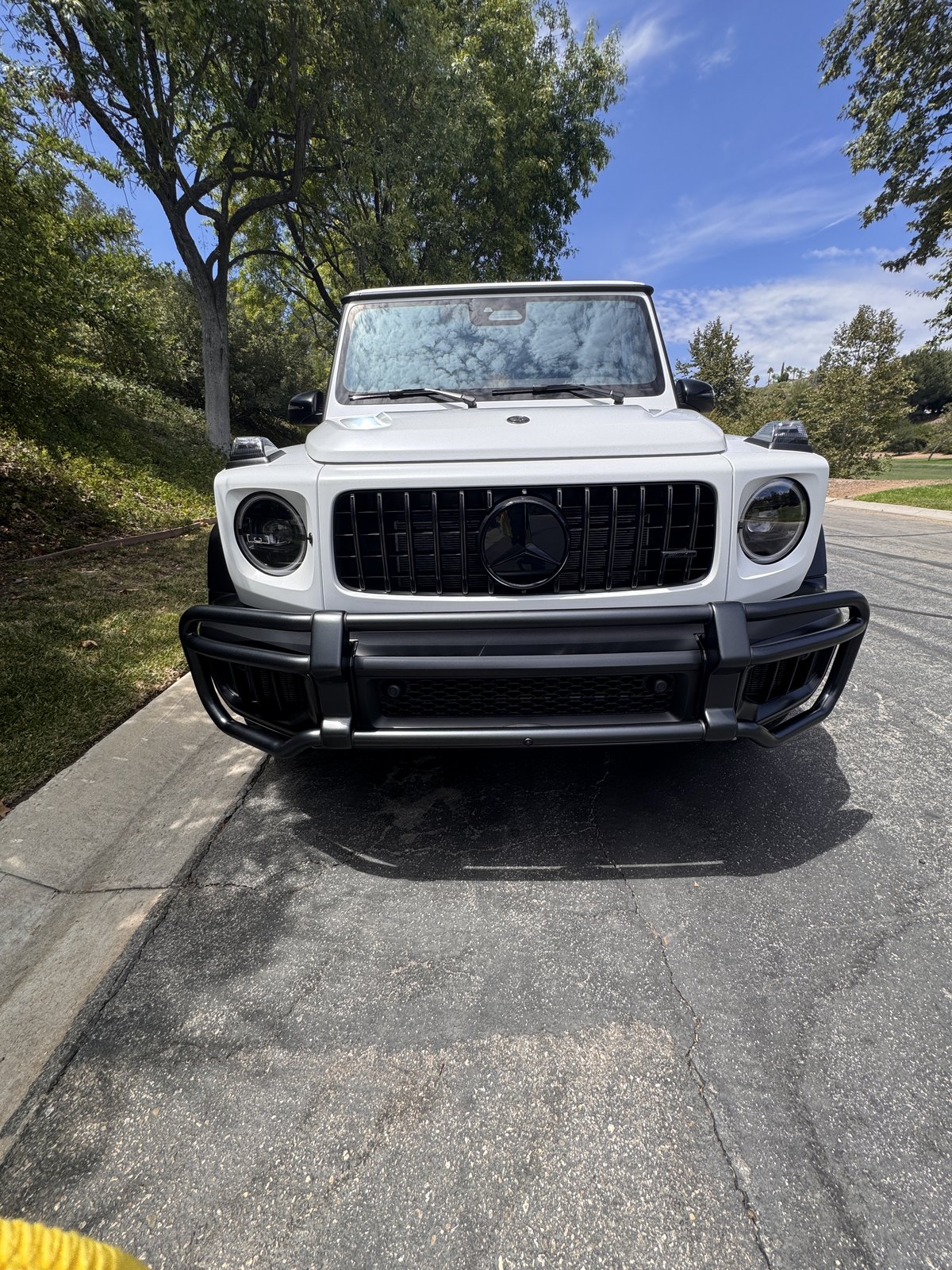 White Mercedes-Benz G-Class after detailing, front view